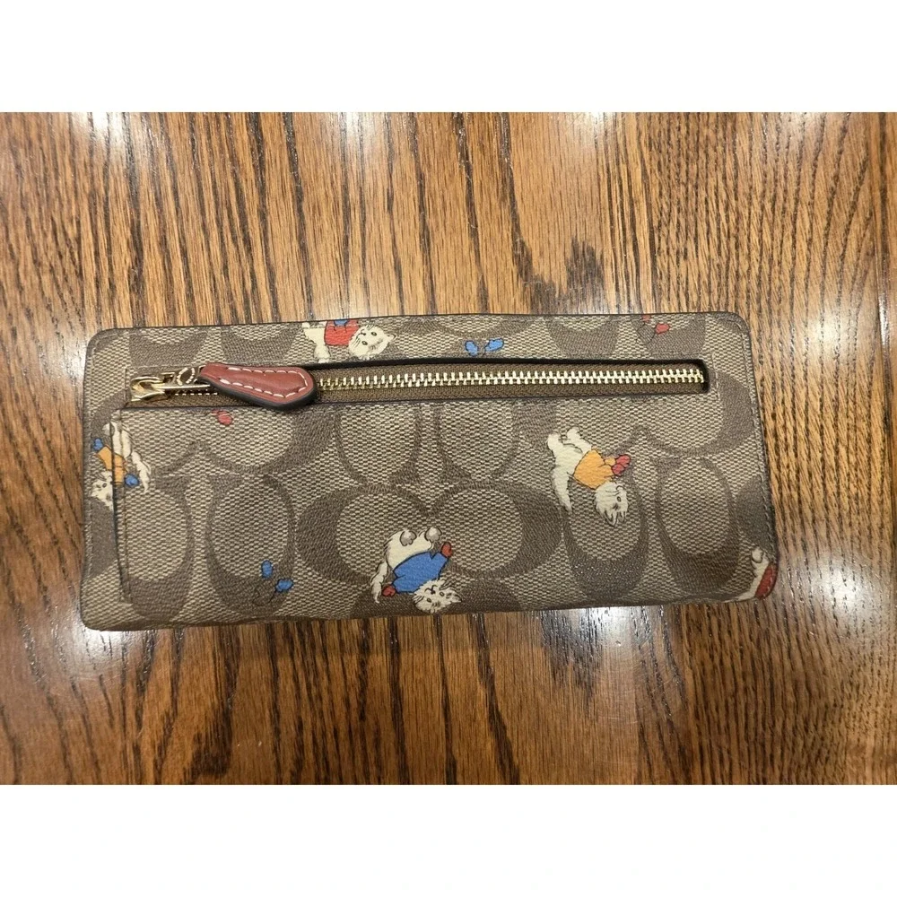 COACH (CF331) Cat Mittens Slim Zip Wallet (IM/KHAKI MULTI)